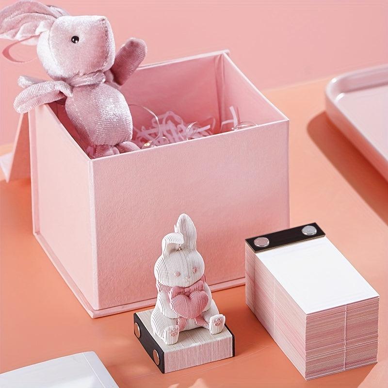 3D Carved Rabbit Notebook for Office Desktop Decor - Creative Gift