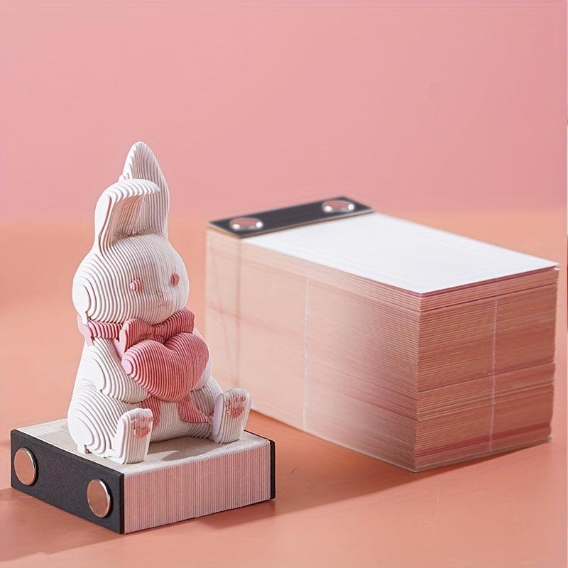 3D Carved Rabbit Notebook for Office Desktop Decor - Creative Gift