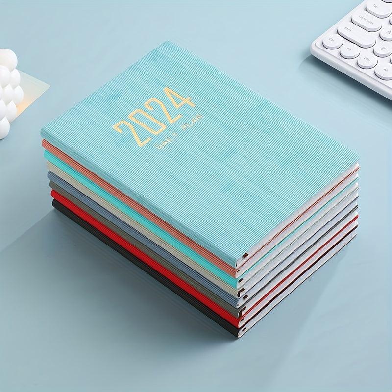 Thin English Calendar Week Planner Vertical Textured Leather Book