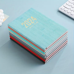Thin English Calendar Week Planner Vertical Textured Leather Book