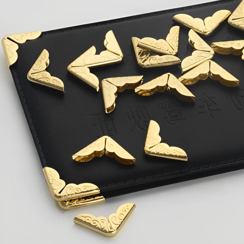10pcs Golden Metal Book Corner Protectors for Students and Book Enthusiasts