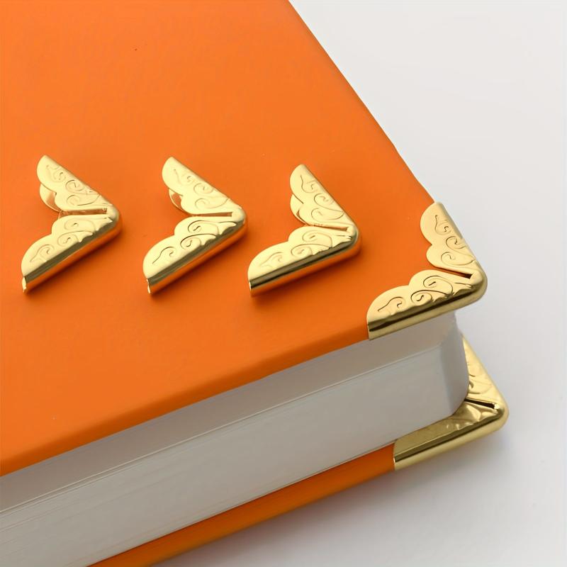 10pcs Golden Metal Book Corner Protectors for Students and Book Enthusiasts