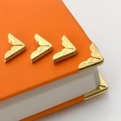 10pcs Golden Metal Book Corner Protectors for Students and Book Enthusiasts