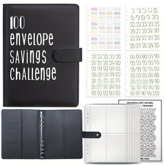 A5 PU Leather 100 Envelopes Challenge Binder Book Cash Envelope Budget Planner