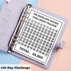 A5 PU Leather 100 Envelopes Challenge Binder Book Cash Envelope Budget Planner