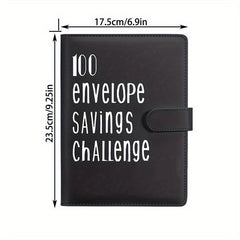 A5 PU Leather 100 Envelopes Challenge Binder Book Cash Envelope Budget Planner