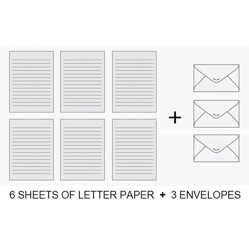 Stationery Writing Paper & Envelopes Set, 6 Letters & 3 Envelopes