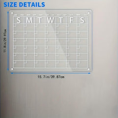 Acrylic Magnetic Dry Erase Board & Calendar for Fridge - Clear Set of 2