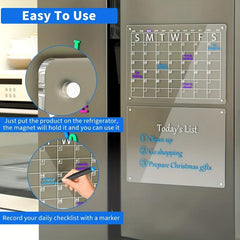 Acrylic Magnetic Dry Erase Board & Calendar for Fridge - Clear Set of 2