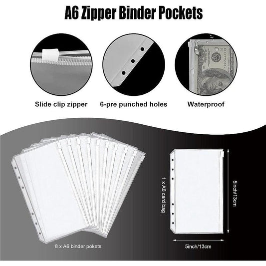 PU Leather Budget Planner A6 Cash Envelope Binder