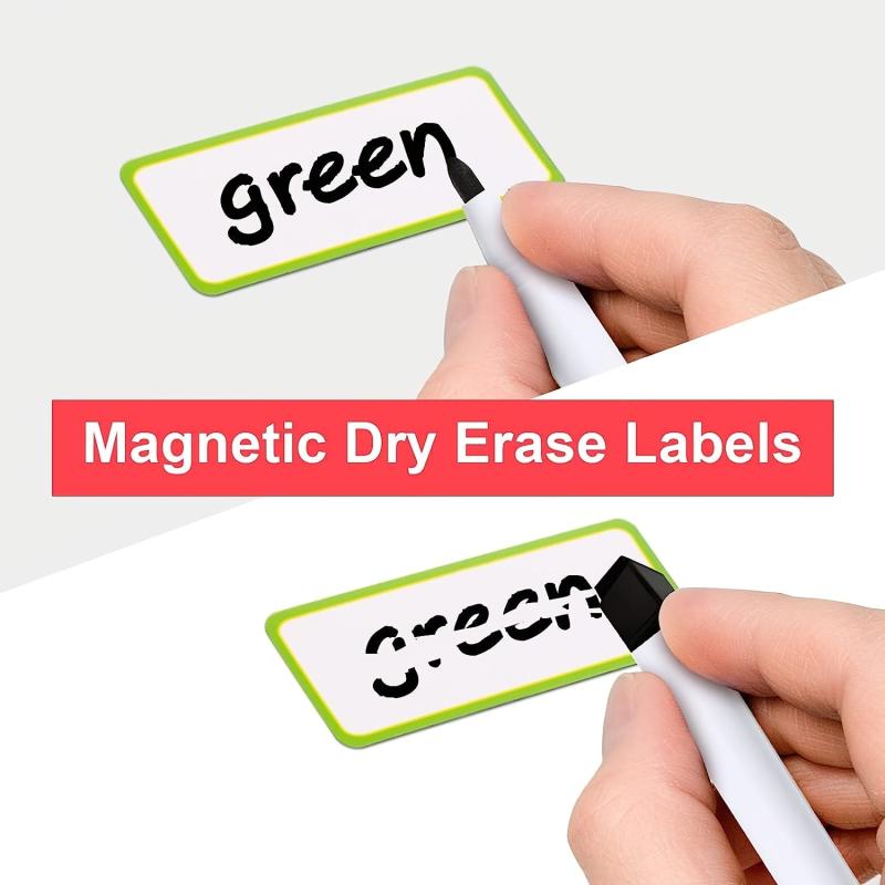 54pcs Magnetic Dry Erase Labels Name Plate Tags Reusable Neon Name Stickers