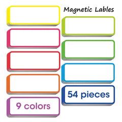 54pcs Magnetic Dry Erase Labels Name Plate Tags Reusable Neon Name Stickers