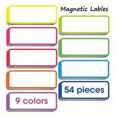 54pcs Magnetic Dry Erase Labels Name Plate Tags Reusable Neon Name Stickers