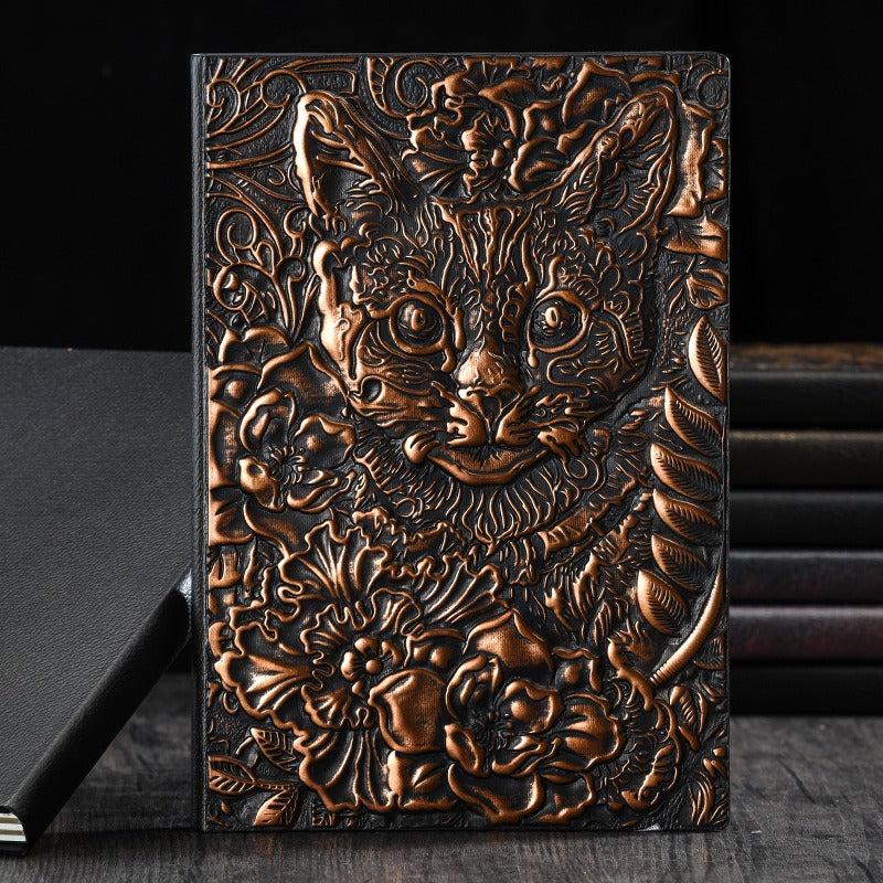 Vintage Cat A5 Embossed Journal Notepad Travel Planner School Office Notebook