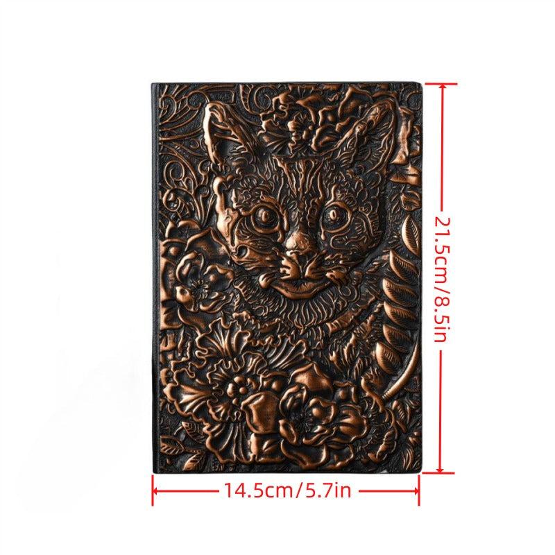 Vintage Cat A5 Embossed Journal Notepad Travel Planner School Office Notebook
