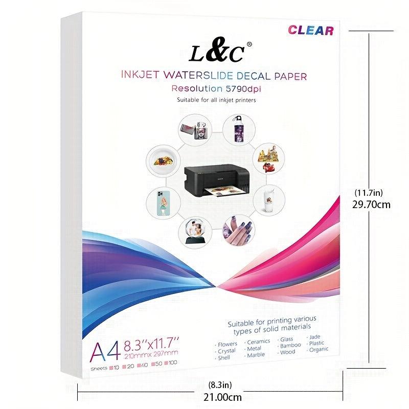 L&C Inkjet Transfer Paper Water Slide Sticker A4 Size 20 Sheets