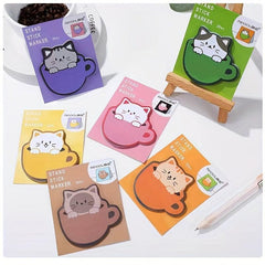 Cat Sticky Notes Colorful Memo Pad Reusable & Portable