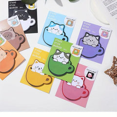Cat Sticky Notes Colorful Memo Pad Reusable & Portable