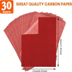 Graphite Transfer Paper 30 Pcs - Red Carbon Paper For Tracing