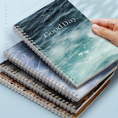 4pcs A5 Spiral Notebook Sea Wave Pattern 240 Sheets