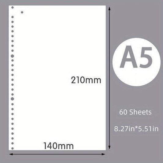 60pcs Loose Leaf Paper Refill A5 B5 Replacement Core