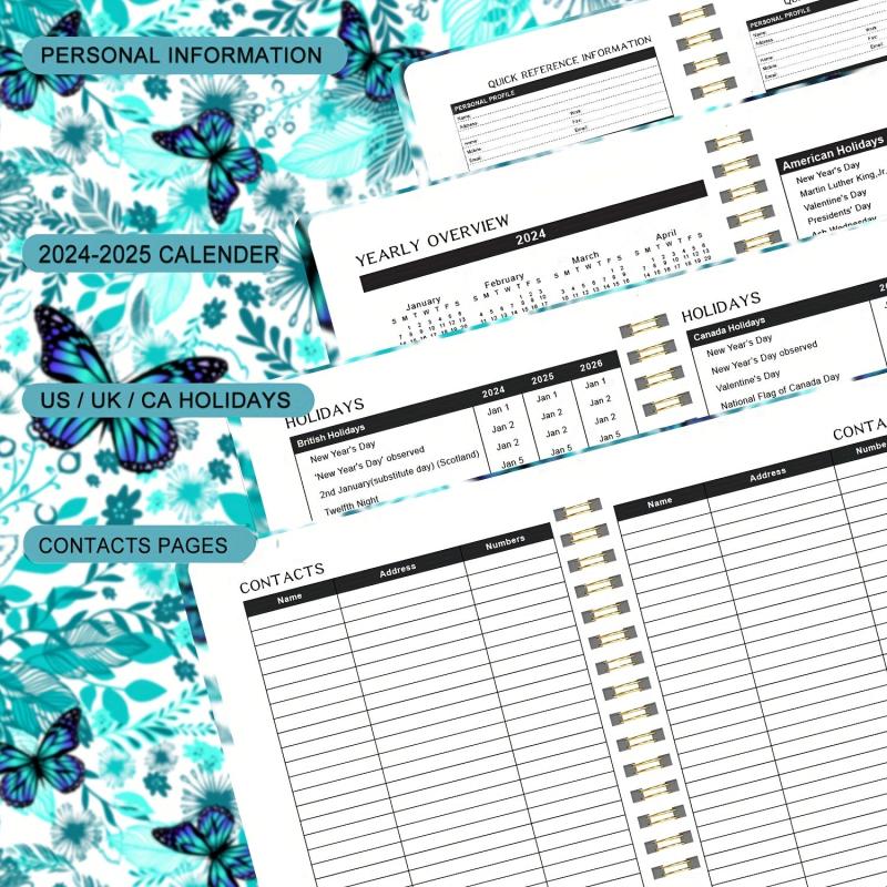 Planner Weekly Monthly Yearly Jan Dec Spiral Bound Hardcover Wirebound