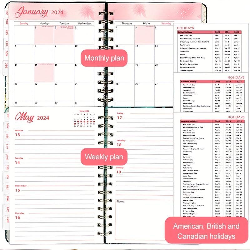 A5 Spiral Schedule Book Planner Weekly Monthly Annual Calendar Notepad