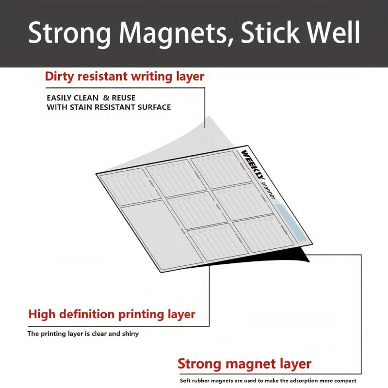 Magnetic Dry Erase Weekly Calendar Whiteboard For Fridge with Markers