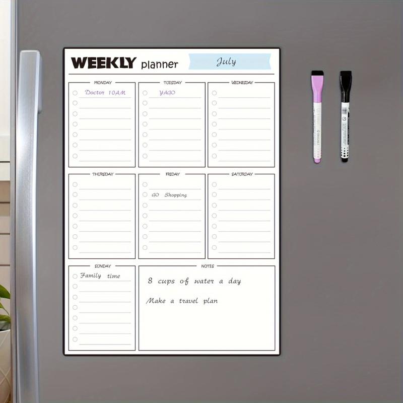 Magnetic Dry Erase Weekly Calendar Whiteboard For Fridge with Markers