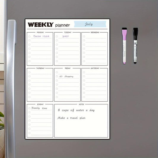 Magnetic Dry Erase Weekly Calendar Whiteboard For Fridge with Markers