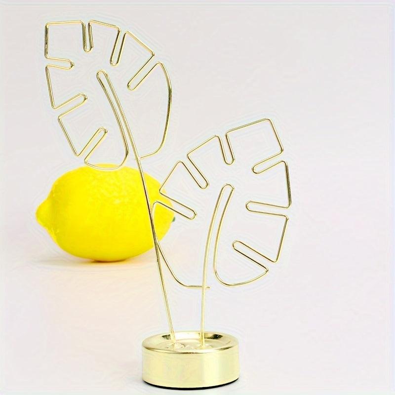 Metal Monstera Leaf Card Holder Golden Rose Note Desktop Decoration