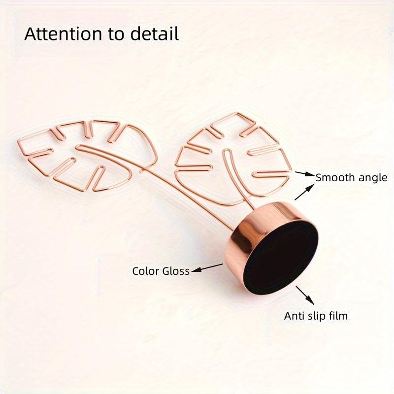 Metal Monstera Leaf Card Holder Golden Rose Note Desktop Decoration