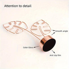 Metal Monstera Leaf Card Holder Golden Rose Note Desktop Decoration