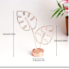 Metal Monstera Leaf Card Holder Golden Rose Note Desktop Decoration
