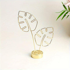 Metal Monstera Leaf Card Holder Golden Rose Note Desktop Decoration