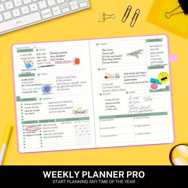 Undated Weekly & Monthly Planner Hardcover Notebook