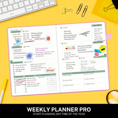 Undated Weekly & Monthly Planner Hardcover Notebook