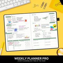 Undated Weekly & Monthly Planner Hardcover Notebook