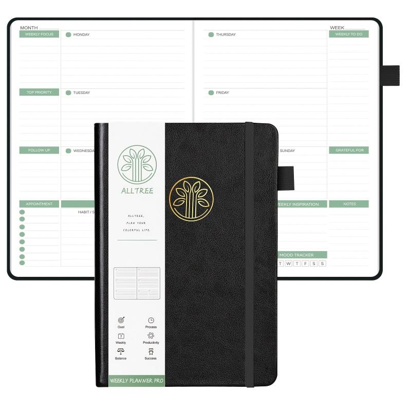 Undated Weekly & Monthly Planner Hardcover Notebook