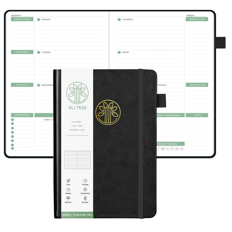 Undated Weekly & Monthly Planner Hardcover Notebook