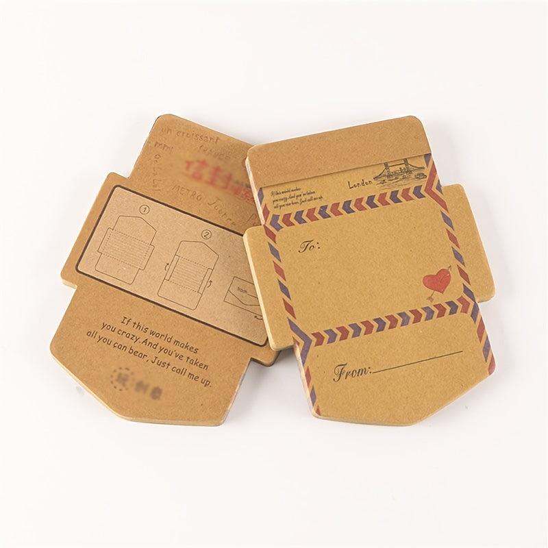 45 Retro Envelope Shaped Sticky Notes with Thank You Cards