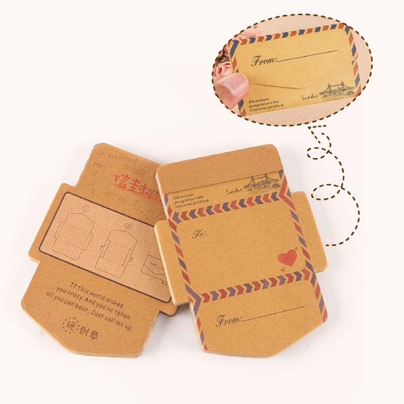 45 Retro Envelope Shaped Sticky Notes with Thank You Cards