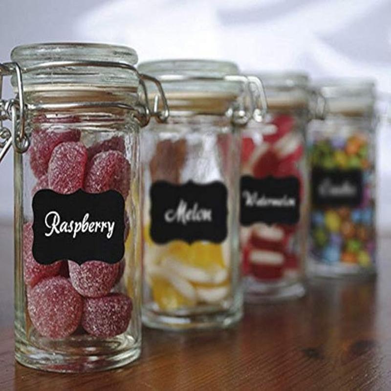 96 Chalkboard Sticker Labels 5cmx3 Resuable for Storage Bins Glass Jars