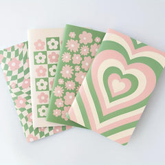 4pcs Pastel Notebooks Set A5 Journal Notebook Green Pink Lined Paper Notebook