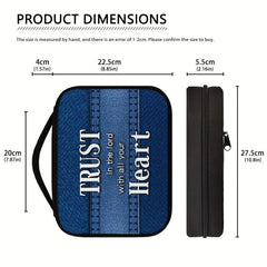 Vintage Denim Bible Cover Portable Bookcase Protection With Handle and Pocket