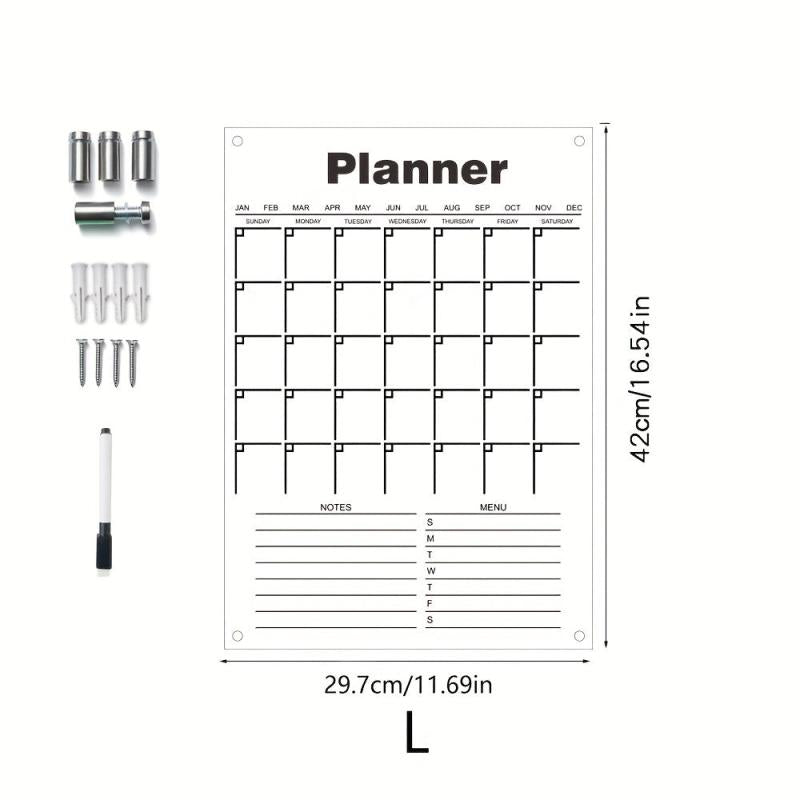 Monthly Weekly Planner Hanging Display Board Pen Writings Erasable Acrylic