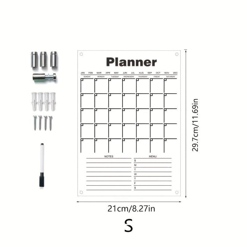 Monthly Weekly Planner Hanging Display Board Pen Writings Erasable Acrylic