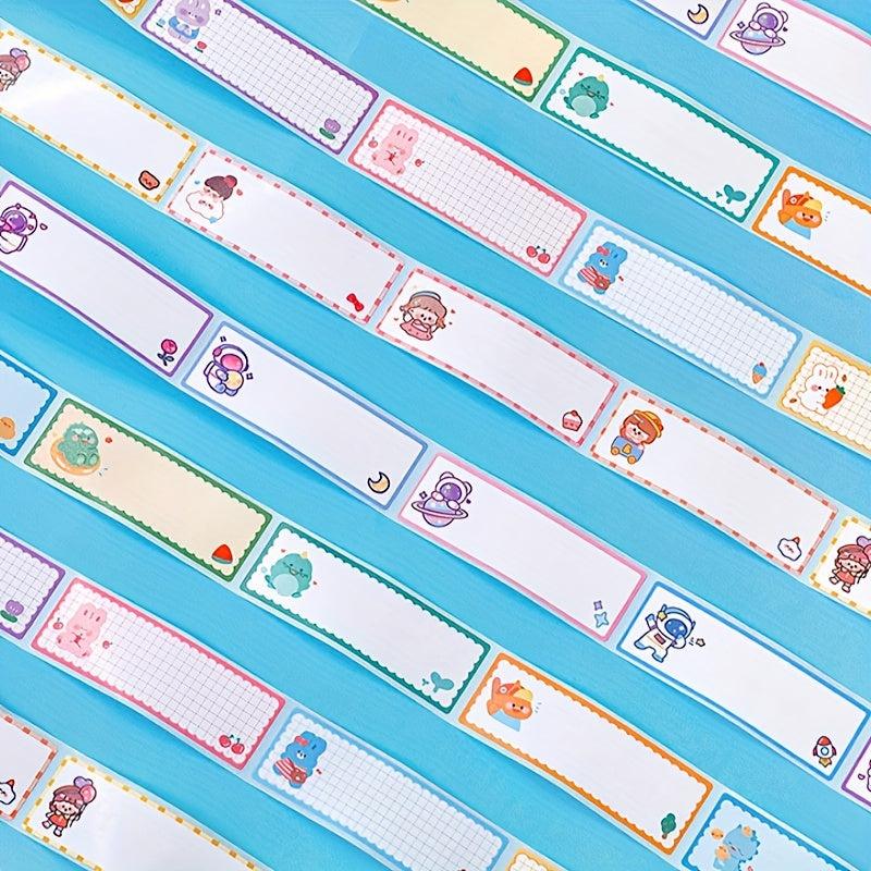 60 Cartoon Name Stickers for Students Take Notes Write Names & Leave Messages