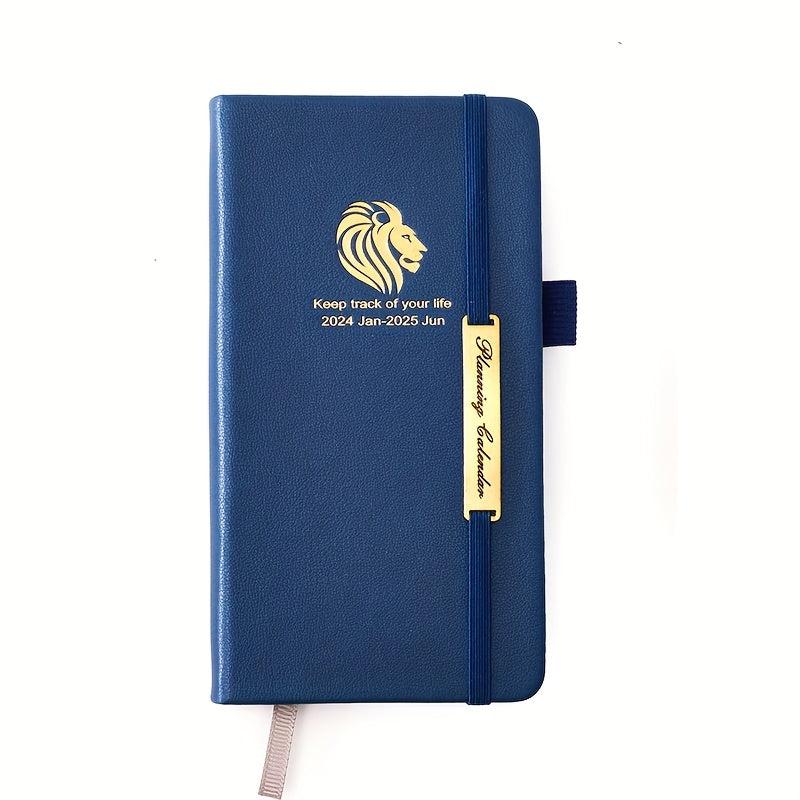 A6 Faux Leather 18-Month Planner Jan-Jun Pocket Pen Holder Strap Business