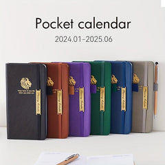 A6 Faux Leather 18-Month Planner Jan-Jun Pocket Pen Holder Strap Business